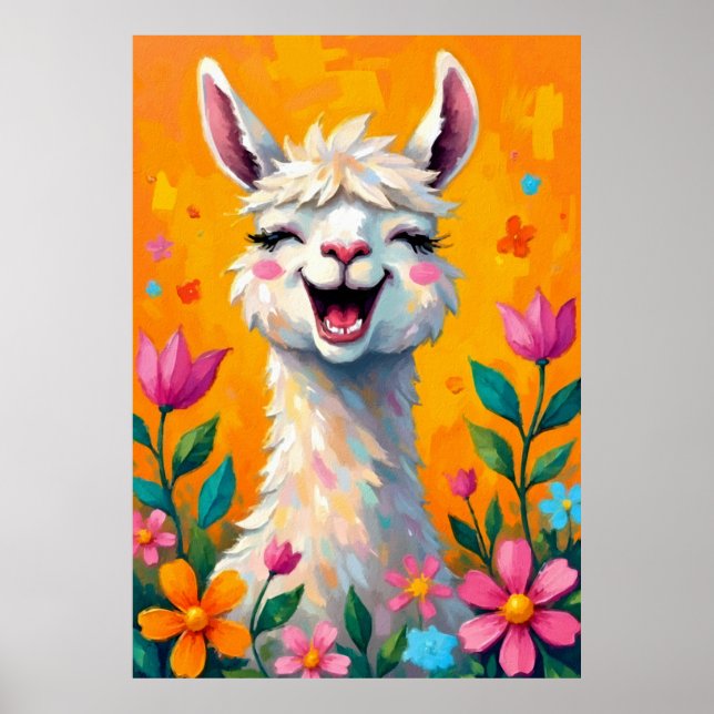 Llama Love in Bloom Poster (Front)