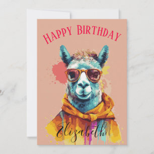 LLama Love & Laughter Happy Birthday Name Holiday Card