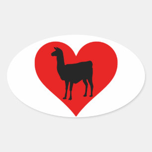 Llama Love Oval Sticker
