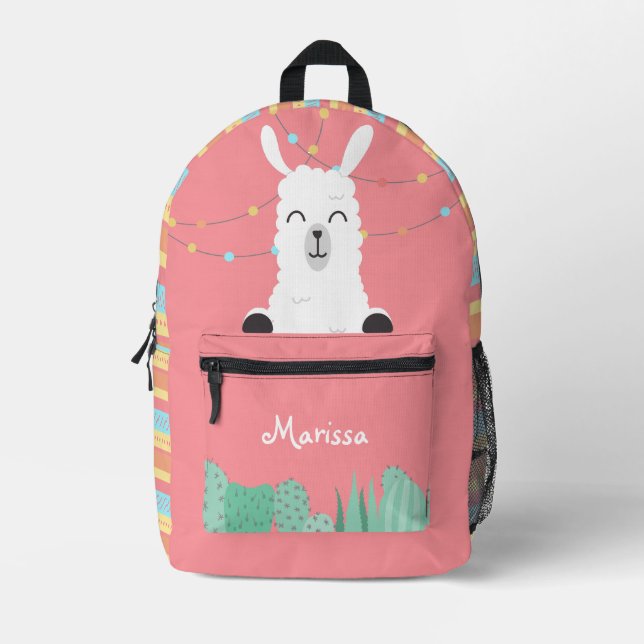  Llama Love  Printed Backpack (Front)