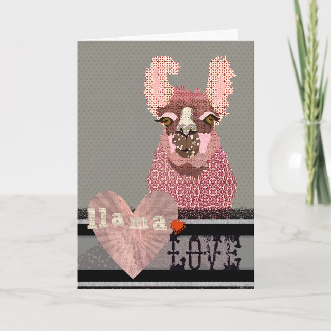 Llama Love  Valentine Holiday Card (Front)