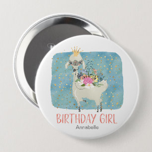 Llama Love Watercolor Cute Birthday Girl Party 10 Cm Round Badge