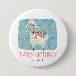 Llama Love Watercolor Cute Fun Birthday Party 7.5 Cm Round Badge