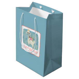 Llama Love Watercolor Cute Fun Birthday Party Medium Gift Bag