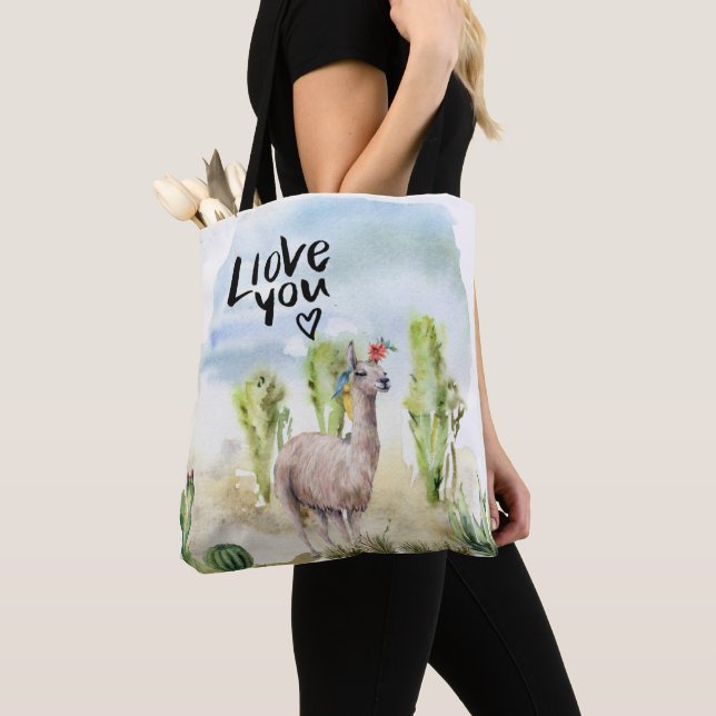 Llama Love You Tote Bag (Close Up)