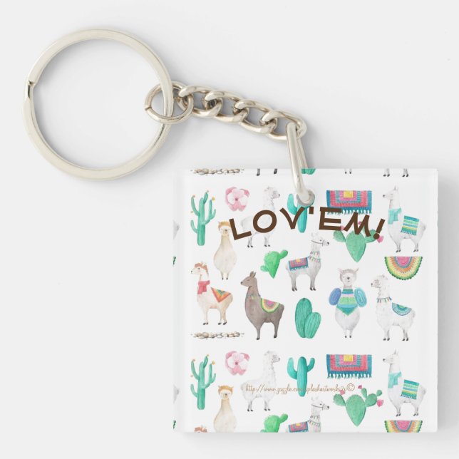 "Llama Lover!" Key Ring (Front)