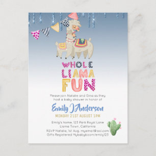 Llama Mama Baby Fiesta Cacti Fun Modern Girl Boy Postcard