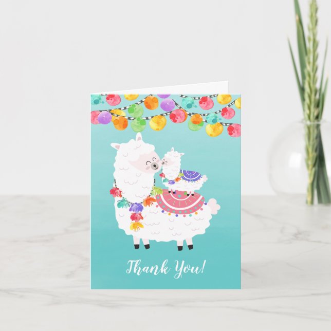 Llama Mama Baby Shower Thank You Note (Front)