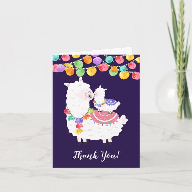 Llama Mama Baby Shower Thank You Note Card (Front)