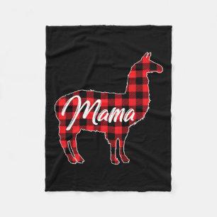 Llama Mama Christmas Red Plaid Matching Family Paj Fleece Blanket
