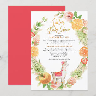 Llama Mama Floral Greenery Virtual Baby Shower In Invitation