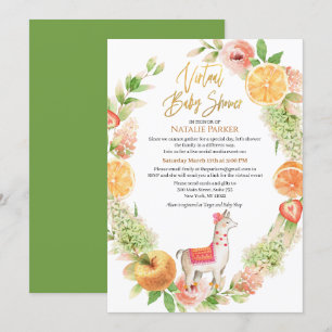 Llama Mama Floral Greenery Virtual Baby Shower Invitation