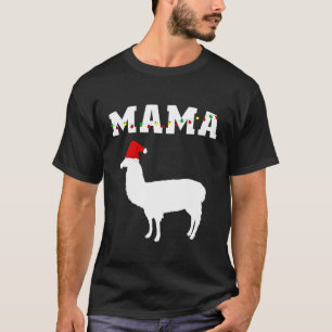 Llama Mama Grandma Santa Hat Christmas Family Matc T-Shirt