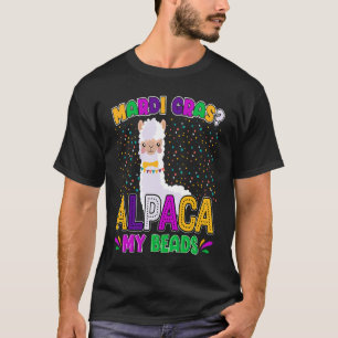Llama Mardi Gras Alpaca My Beads New Orleans Carni T-Shirt