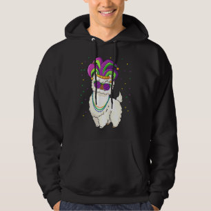 Llama Mardi Gras Alpaca With Mask & Beads for men  Hoodie