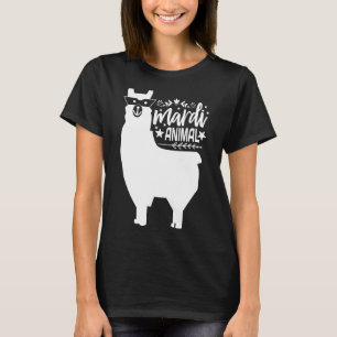 Llama Mardi Gras Mardi Animal Funny Alpaca Carniva T-Shirt