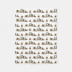 Llama Meadow Fleece Blanket (choose colour)
