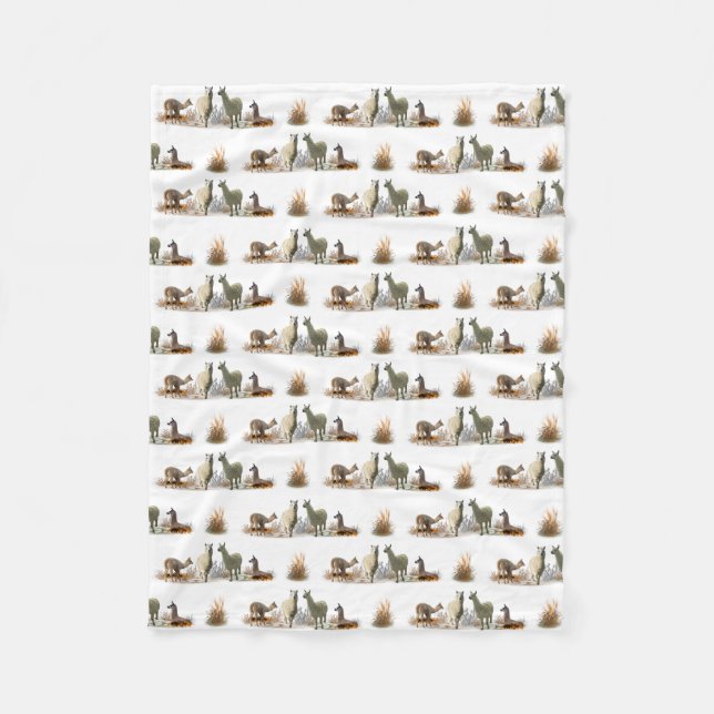 Llama Meadow Fleece Blanket (choose colour) (Front)