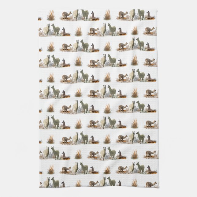 Llama Meadow Kitchen Towel (choose colour) (Vertical)
