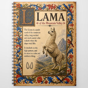 Llama, Mediaeval Bestiary Art Notebook