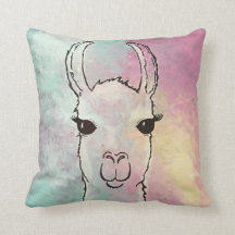 Llama Mixed Media Painting Pillow