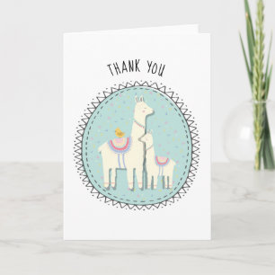 llama momma and baby thank you note cards