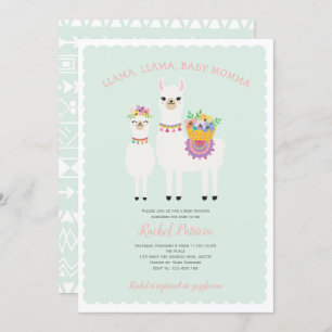 Llama Momma- Cute, Baby Girl Shower Invitation