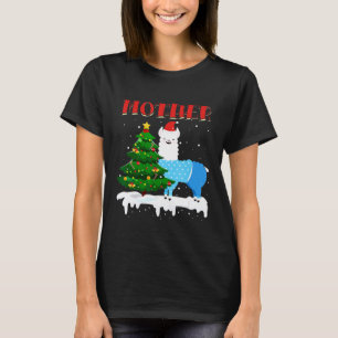 llama Mother Santa Hat Xmas Pajama Family Matching T-Shirt