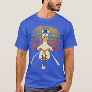 Llama Motorcycle Riding Motorbike Ride Sunset T-Shirt