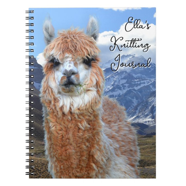 Llama Mountains Personalised Knitting Journal (Front)