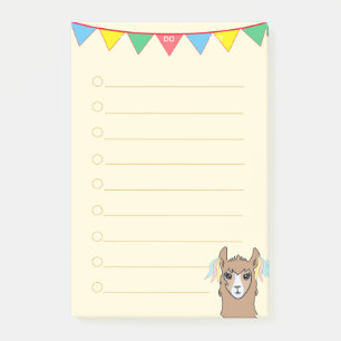 Llama & multicolored ribbons on ivory Lined Post-it Notes