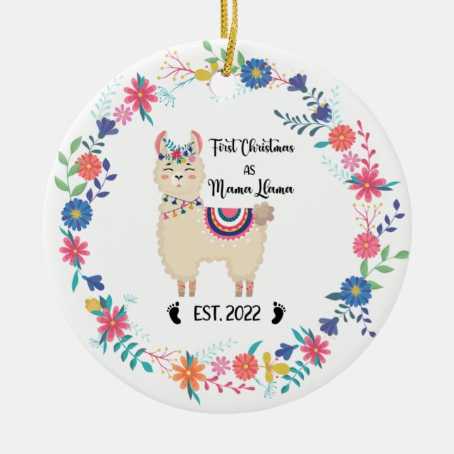 Llama Mum Christmas Ornament (Front)