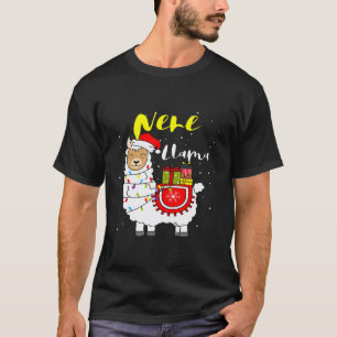 Llama Nene Lights Santa Hat Xmas Pajama Matching F T-Shirt