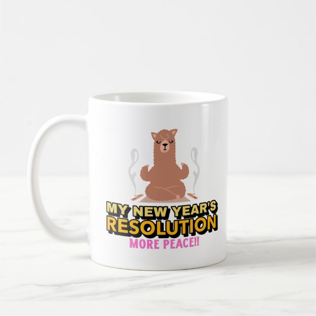Llama-New Year's Resolution-More Peace  Coffee Mug (Left)