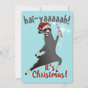 Llama ninja crochet hook Christmas hat Holiday Card