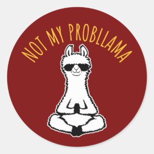 Llama Not My Probllama Meditation Yoga Sunglasses Classic Round Sticker