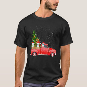 Llama On A Car Snowy Christmas Tree Family T-Shirt