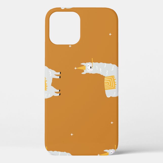 Llama, orange background: birthday pattern. Case-Mate iPhone case (Back)