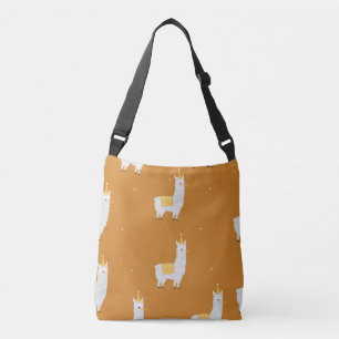 Llama, orange background: birthday pattern. crossbody bag
