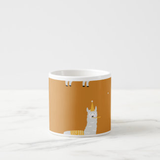 Llama, orange background: birthday pattern. espresso cup