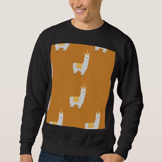 Llama, orange background: birthday pattern. sweatshirt (Front)