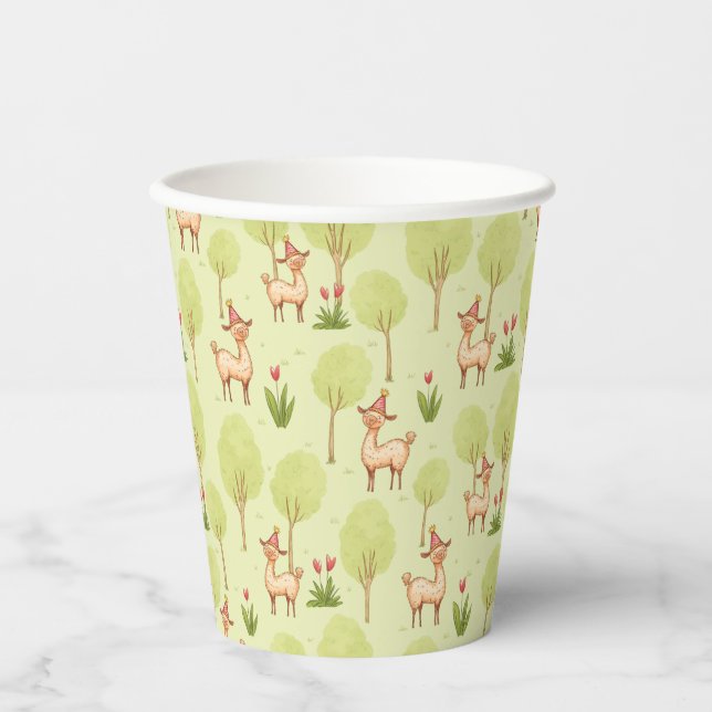 Llama outdoor kid’s birthday celebration paper cups (Front)