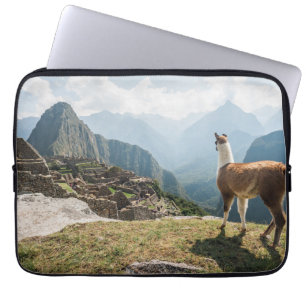 Llama Overlooking Ruins   Machu Picchu, Peru Laptop Sleeve