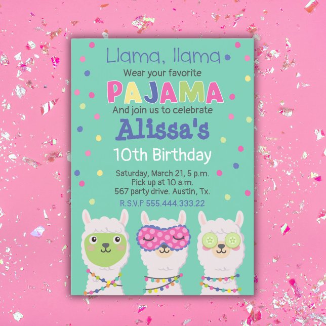 LLama pajama party, sleepover Invitation (Creator Uploaded)