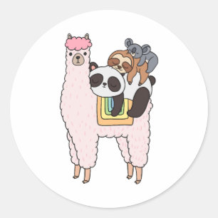 Llama Panda Sloth Koala Sleeping Classic Round Sticker