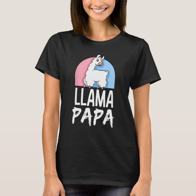 Llama Papa Cute Pet Animal  Dad Father Daddy Fathe T-Shirt (Front)