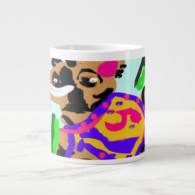 Llama party fun joy large coffee mug (Front)