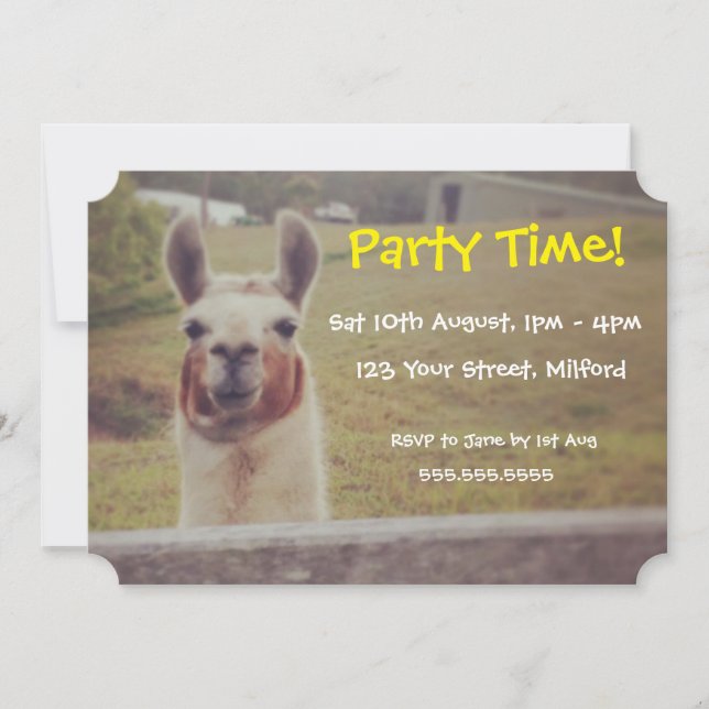 Llama Party Invitation (Front)