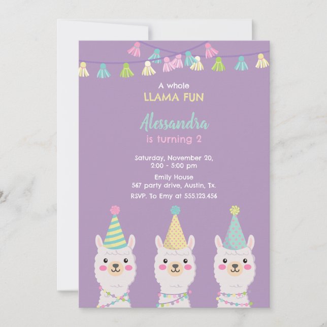 LLama party Invitation (Front)