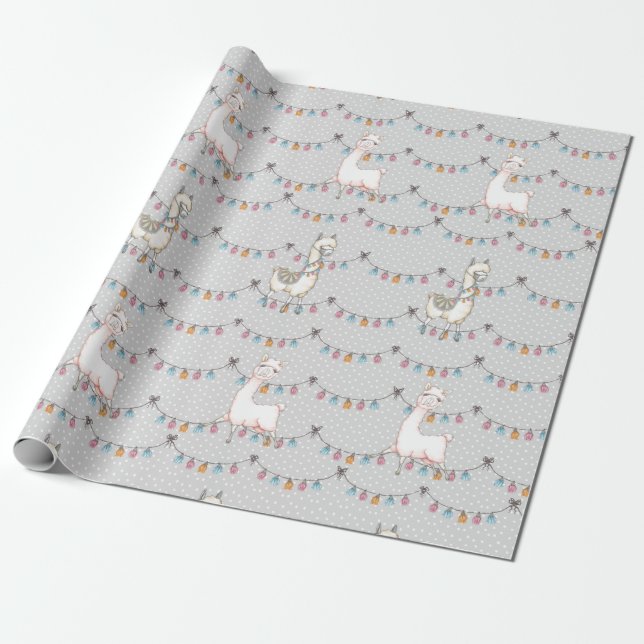 Llama Party Wrapping Paper (Unrolled)